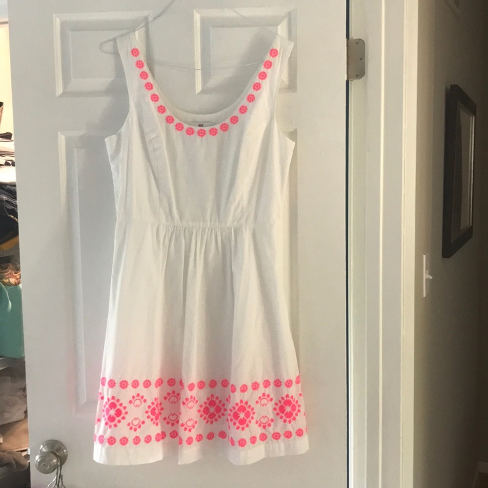 White and pink dress.